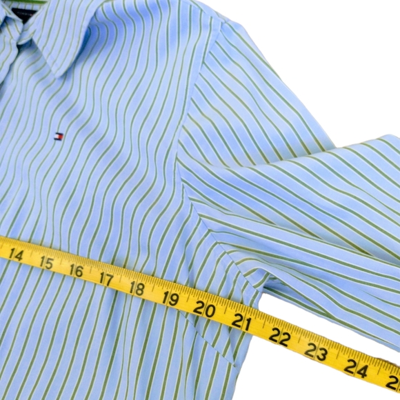 Tommy Hilfiger Striped Green/Blue Men's Shirts - Picture 14 of 14